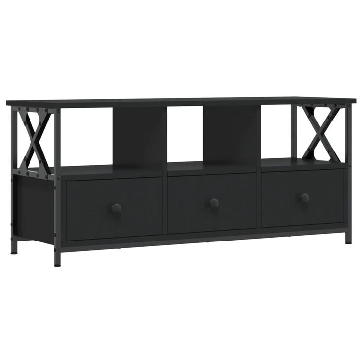 TV-taso musta 102x33x45 cm tekninen puu ja rauta (31788)