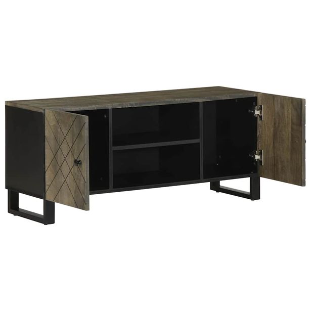 TV-taso musta 105x33x46 cm täysi mangopuu (17684)