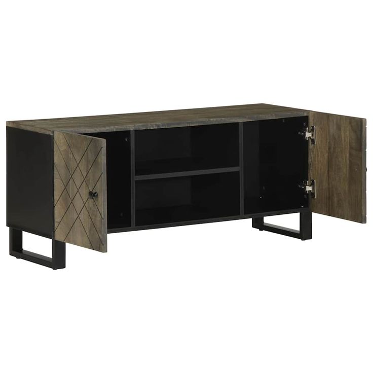 TV-taso musta 105x33x46 cm täysi mangopuu (17684)
