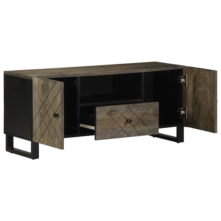 TV-taso musta 105x33x46 cm täysi mangopuu (17698)