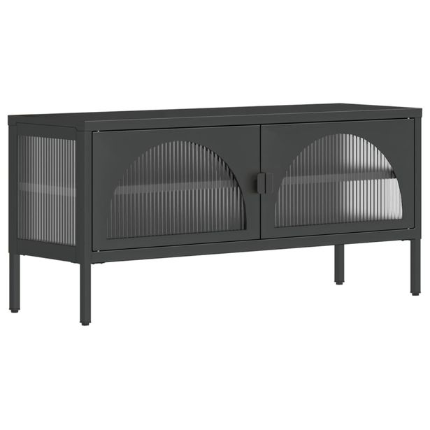 TV-taso musta 105x35x50 cm lasi ja teräs (52998)