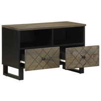 TV-taso musta 70x33x46 cm täysi mangopuu (17685)