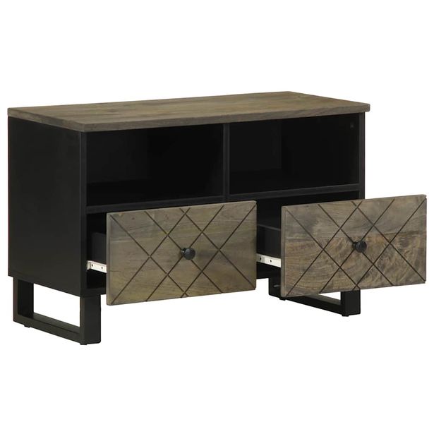 TV-taso musta 70x33x46 cm täysi mangopuu (17685)