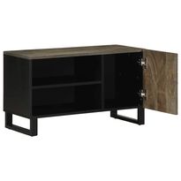 TV-taso musta 80x33x46 cm täysi mangopuu (17699)