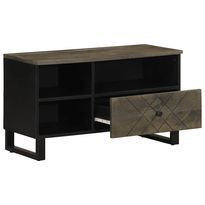 TV-taso musta 80x33x46 cm täysi mangopuu (17701)