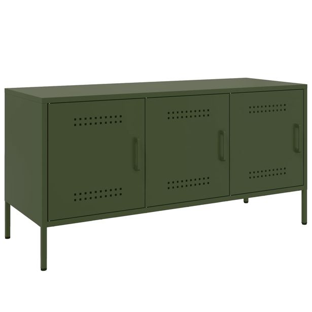 TV-taso oliivinvihreä 100,5x39x50,5 cm teräs (42950)