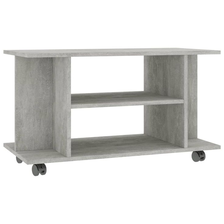 TV-taso rullapyörillä betoninharmaa 80x40x45 cm tekninen puu (00193)