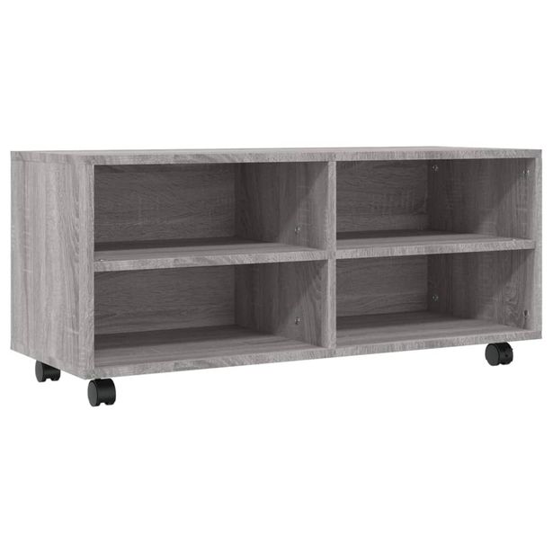 TV-taso rullapyörillä harmaa Sonoma 90x35x35 cm tekninen puu (15259)