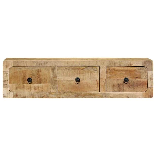 TV-taso seinäkiinnityksellä 100x32x25 cm Massiivipuuta Karkea Mango (04527)