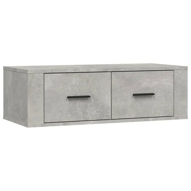 TV-taso seinälle betoninharmaa 80x36x25 cm tekninen puu (16836)