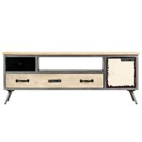 TV-taso täysi mangopuu ja teräs 120x30x45 cm (46282)