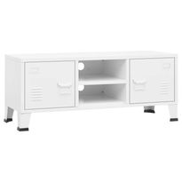 TV-taso Teollinen valkoinen 105x35x42 cm metalli (39619)