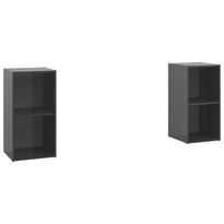TV-tasot 2 kpl korkeakiilto harmaa 72x35x36,5 cm tekninen puu (79906)