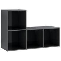 TV-tasot 2 kpl korkeakiilto harmaa 72x35x36,5 cm tekninen puu (79951)