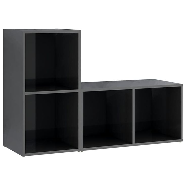 TV-tasot 2 kpl korkeakiilto harmaa 72x35x36,5 cm tekninen puu (79951)