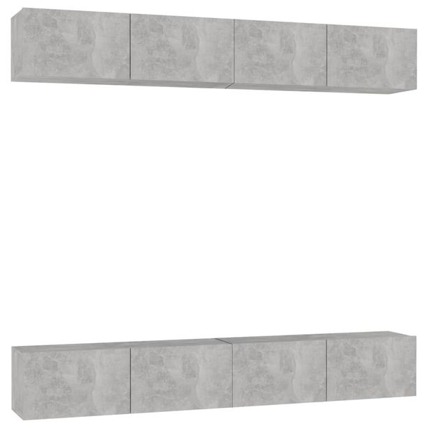TV-tasot 4 kpl betoninharmaa 100x30x30 cm tekninen puu (79061)
