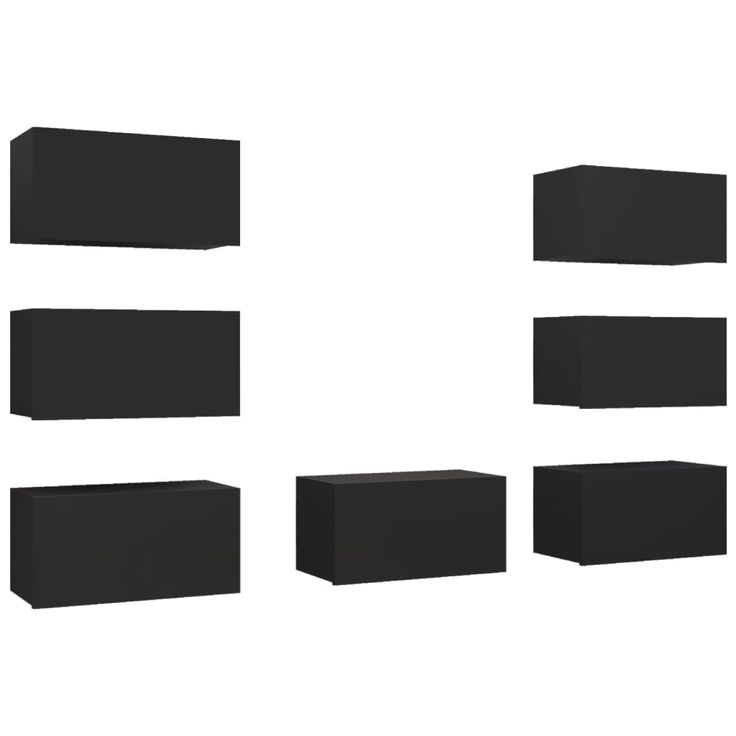 TV-tasot 7 kpl musta 30,5x30x60 cm tekninen puu (78848)