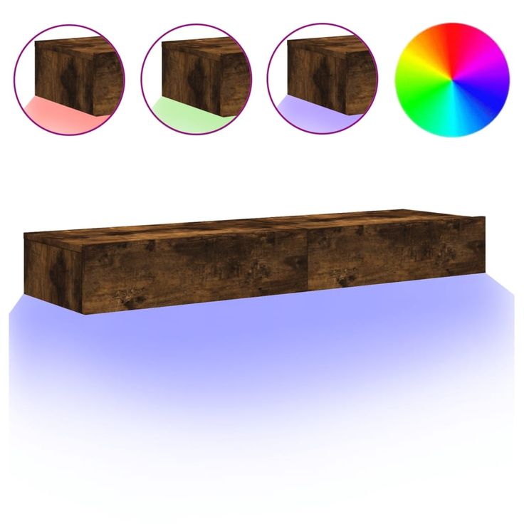 TV-tasot LED-valoilla 2 kpl savutammi 60x35x15,5 cm (42897)