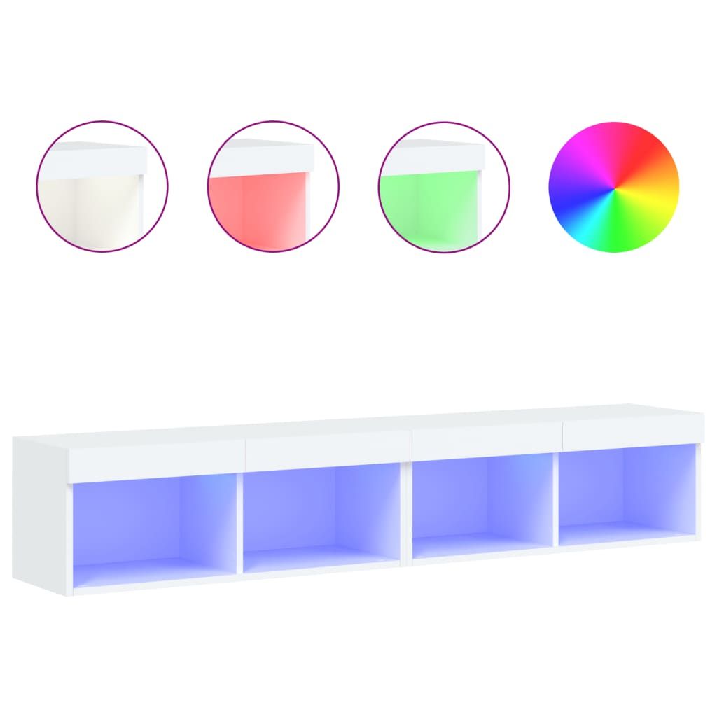 TV-tasot LED-valoilla 2 kpl valkoinen 80x30x30 cm (37142)
