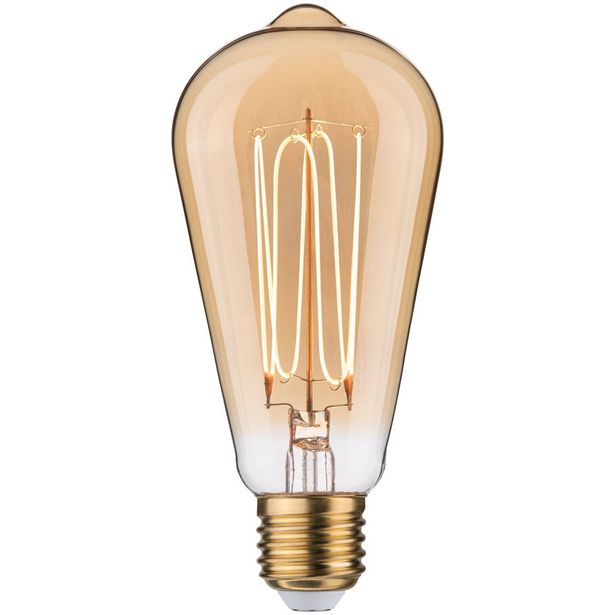 LED-filamenttilamppu Paulmann Rustic Shine Corn, I-muoto, 230V, 300lm, 4.2W, 1800K, himmennettä, kulta