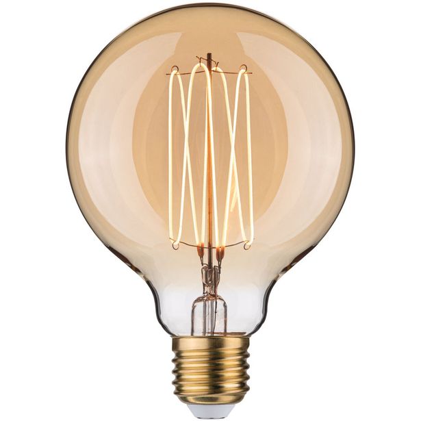 LED-filamenttilamppu Paulmann Rustic Shine Globe, I-muoto, 230V, 300lm, 4,2W, 1800K, himmennettä, kulta