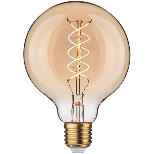 LED-filamenttilamppu Paulmann Rustic Shine Globe, S-muoto, 230V, 300lm, 4,2W, 1800K, himmennettä, kulta