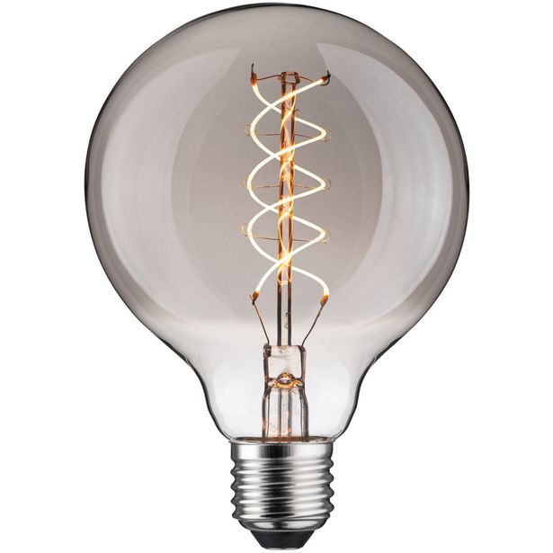 LED-filamenttilamppu Paulmann Rustic Shine Globe, S-muoto, 230V, 170lm, 4,2W, 1800K, himmennettä, savulasi