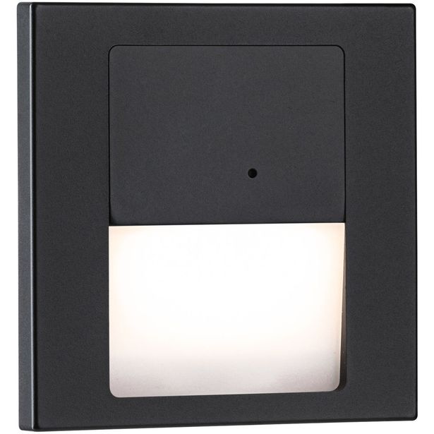 Upotettava LED-seinävalaisin Paulmann Tsaro, kulmikas, 80x36mm, 1W, 80lm, 230V, 2700K, liiketunnistin