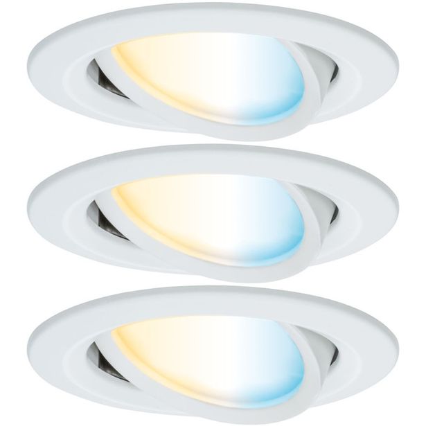 Upotettava LED-valaisin Paulmann Nova Coin, pyöreä, 84mm, 50, säädettävä värilämpötila, 3x6W, 3x500lm, 230V, alumiini