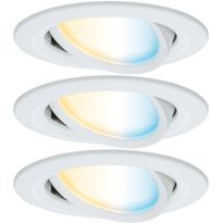 Upotettava LED-valaisin Paulmann Nova Coin, pyöreä, 84mm, 50°, säädettävä värilämpötila, 3x6W, 3x500lm, 230V, alumiini, mattavalkoinen, Verkkokaupan poistotuote