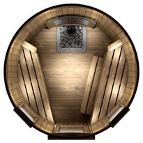 Tynnyrisauna SpaDealers pystymalli Ø180cm lämpöpuu sis. puukiukaan ja savupiipun