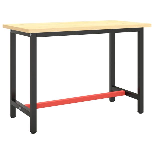 Työpenkin runko mattamusta ja -punainen 110x50x79 cm metalli (51450)