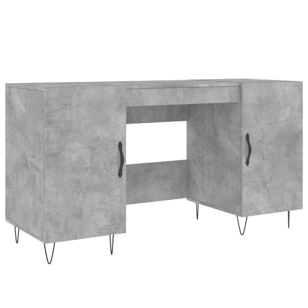 Työpöytä betoninharmaa 140x50x75 cm tekninen puu (29544)
