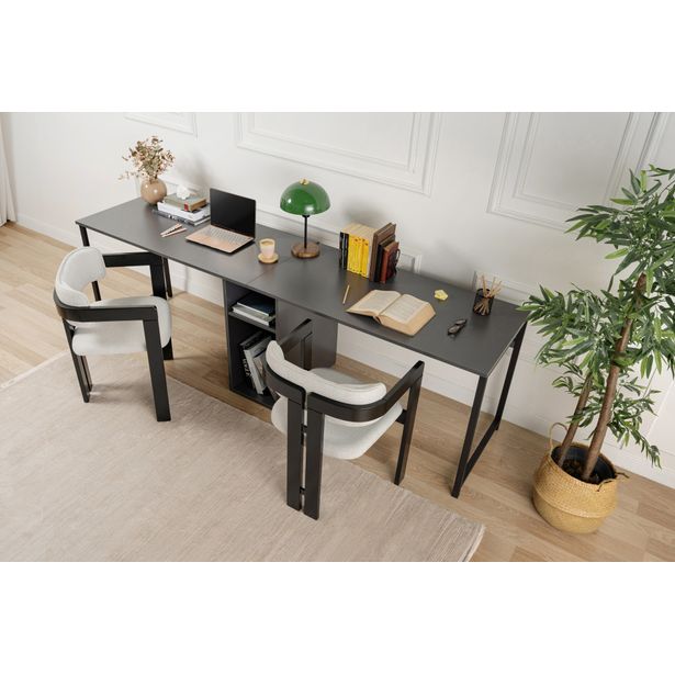 Työpöytä Linento Furniture Twin, antrasiitti/musta