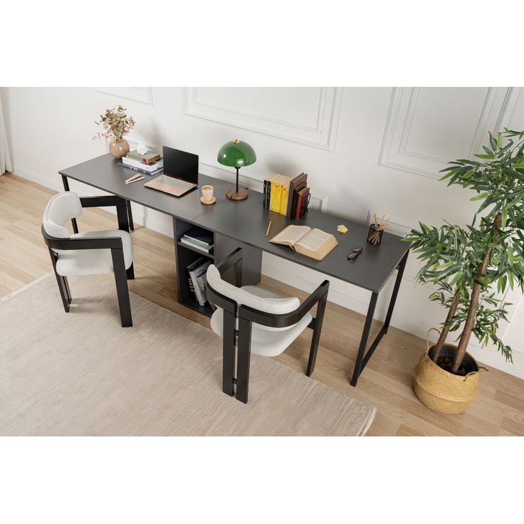 Työpöytä Linento Furniture Twin, antrasiitti/musta