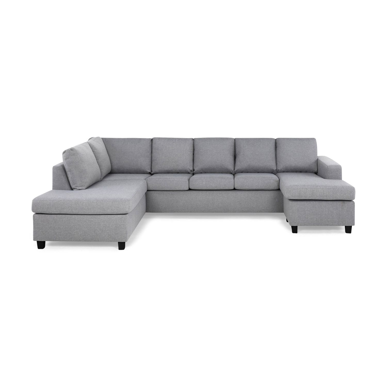 U-Sohva Scandinavian Choice Crazy XL Divaani oikea 5-istuttava vaaleanharmaa/mustat jalat kulmikas