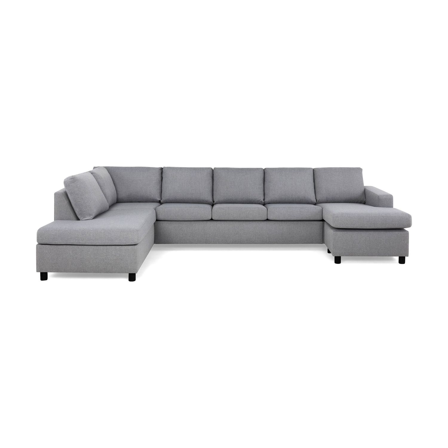 U-Sohva Scandinavian Choice Crazy XL Divaani oikea 6-istuttava vaaleanharmaa/mustat jalat pyöreä
