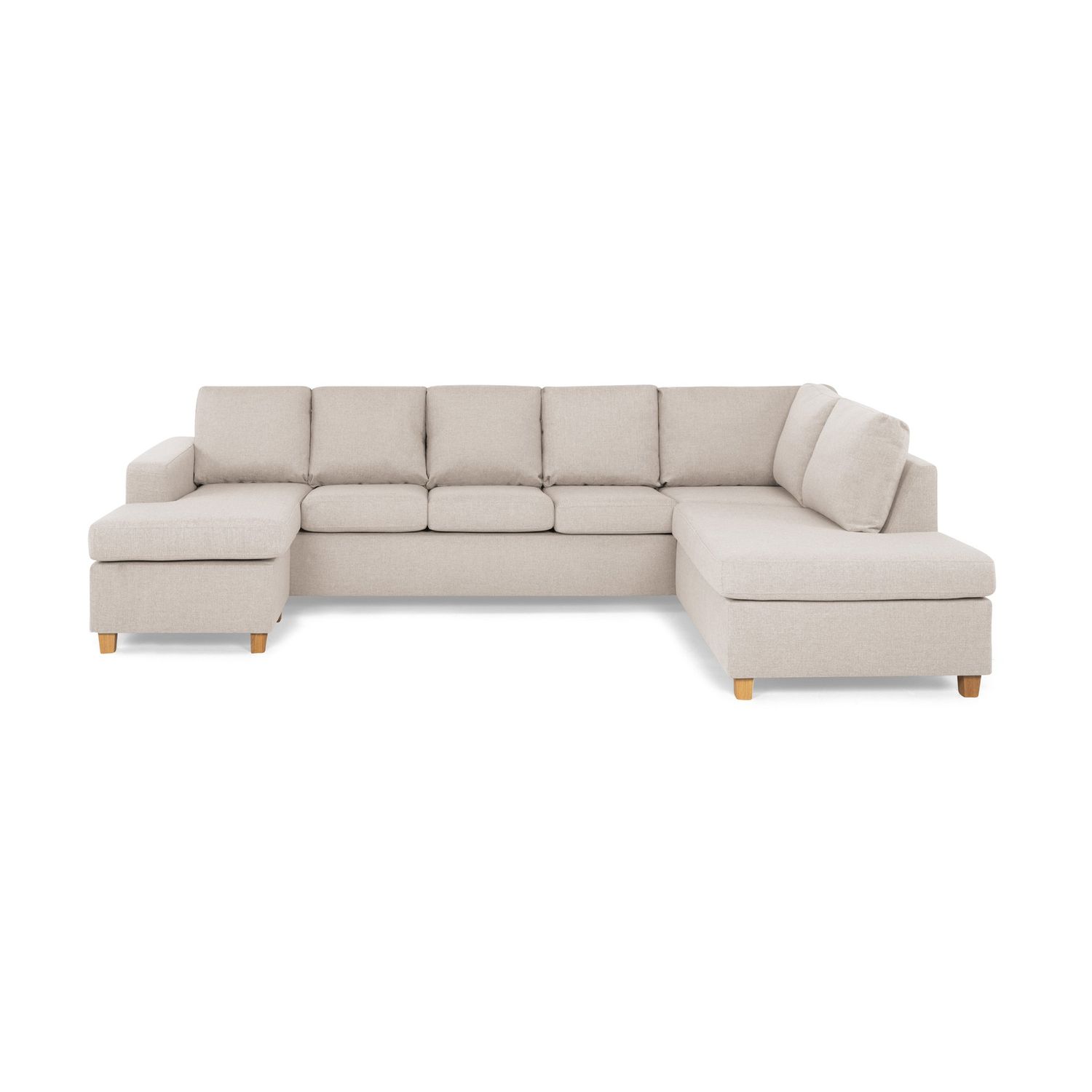 U-Sohva Scandinavian Choice Crazy XL Divaani vasen 5-istuttava beige/tammijalat kulmikas