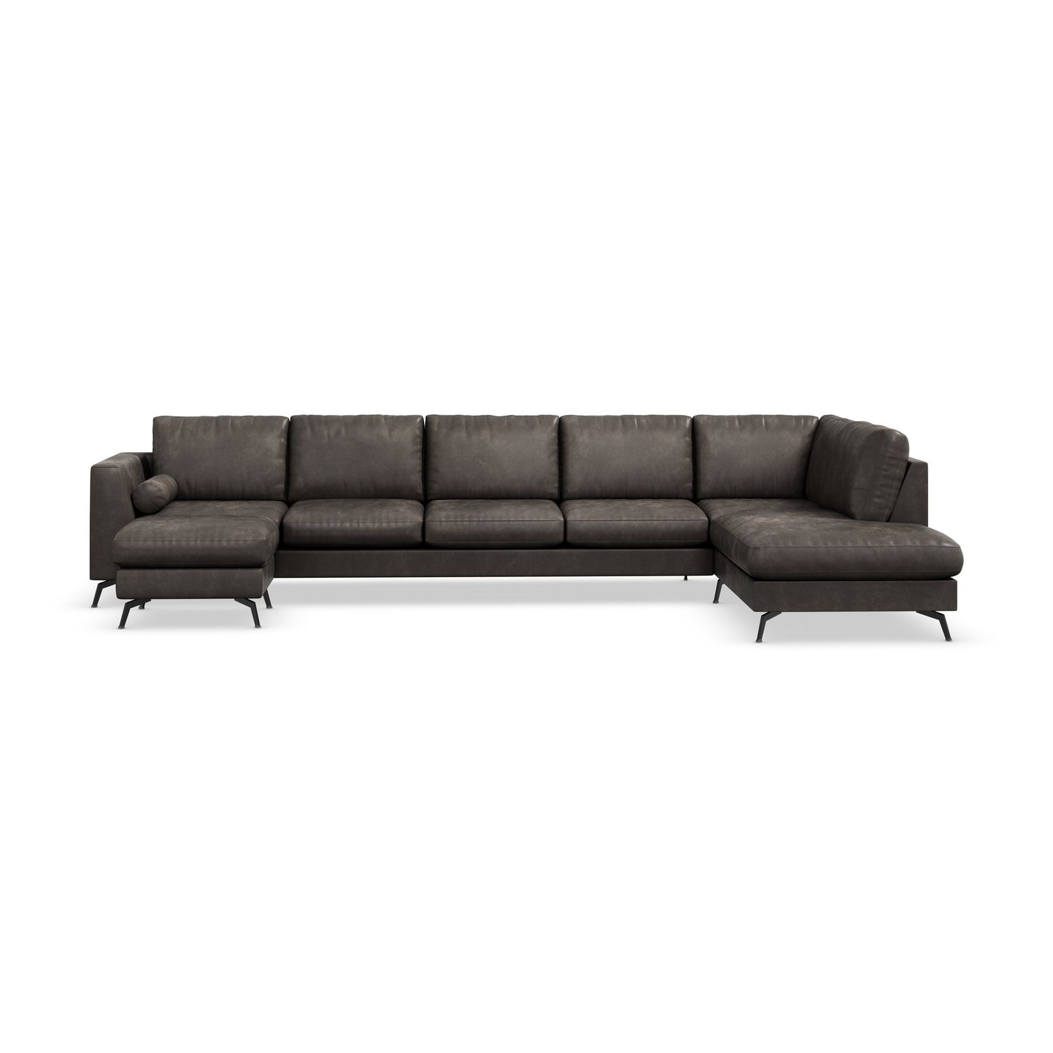U-Sohva Scandinavian Choice Ocean Lyx Divaanilla Oikea mustat jalat/musta/nahka