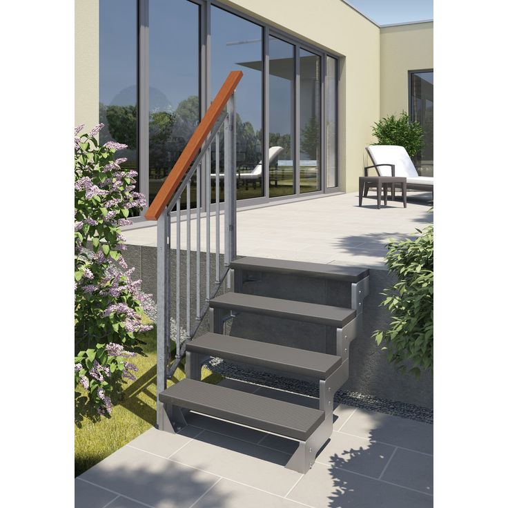 Ulkoportaat Dolle Gardentop Trimax, yhdellä Nordic-kaiteella, antrasiitti, eri kokoja