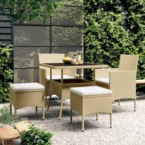 Ulkoruokailuryhmä polyrottinki beige, 5 osaa