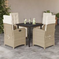 Ulkoruokailuryhmä tyynyillä, beige, polyrottinki, 5-os