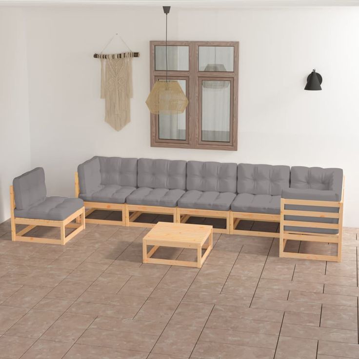 Puutarhasohvasarja, tyynyillä, mäntypuu, 8-osainen, eri värejä
