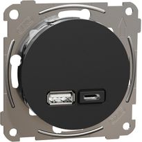 USB-latauspistorasia Schneider Electric ELKO One, 1xUSB-A + 1xUSB-C, PR, 21W, PD, uppoasennus, keskiölevyllä, ruuviliitos