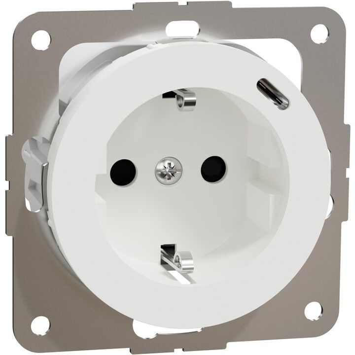 USB-pistorasia Schneider Electric ELKO One, 1-osainen + USB-C, uppoasennus, keskiölevyllä, IP20, 20W, PD, valkoinen