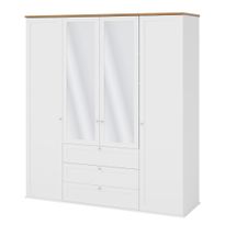 Vaatekaappi 4D3SZ GACORIS, valkoinen/beige (7131)