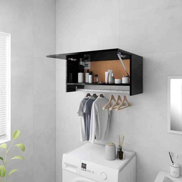 Vaatekaappi 70x32,5x35 cm lastulevy korkeakiilto musta