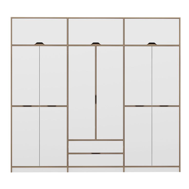 Vaatekaappi Linento Furniture Elina 8914, valkoinen/puunväri