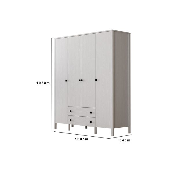 Vaatekaappi Linento Furniture FRN-10013-1, valkoinen