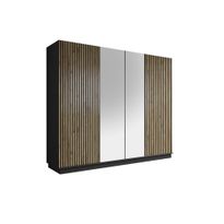 Vaatekaappi liukuovilla Linento Furniture FRN-9022, musta/atlassetri